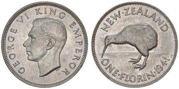 1 Florin Nouvelle-Zélande Argent George VI (1895-1952)