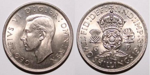 1 Florin Royaume-Uni Argent George VI (1895-1952)