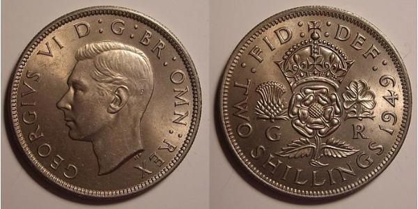 1 Florin Royaume-Uni Argent George VI (1895-1952)