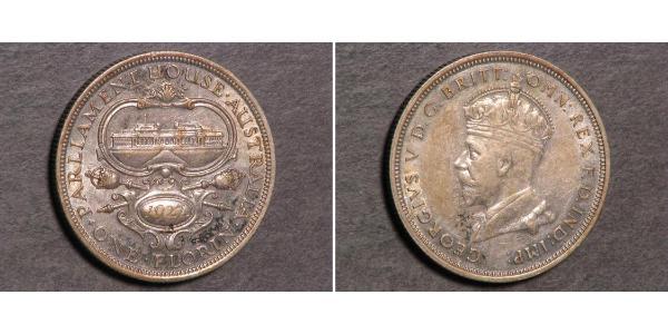 1 Florin Australia (1788 - 1939) Argento Giorgio V (1865-1936)