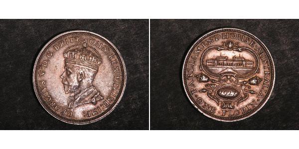 1 Florin Australia (1788 - 1939) Argento Giorgio V (1865-1936)