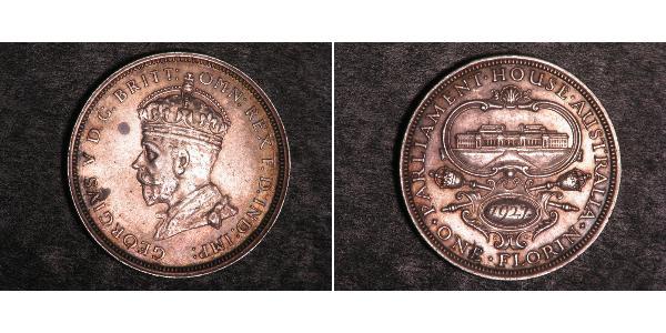 1 Florin Australia (1788 - 1939) Argento Giorgio V (1865-1936)