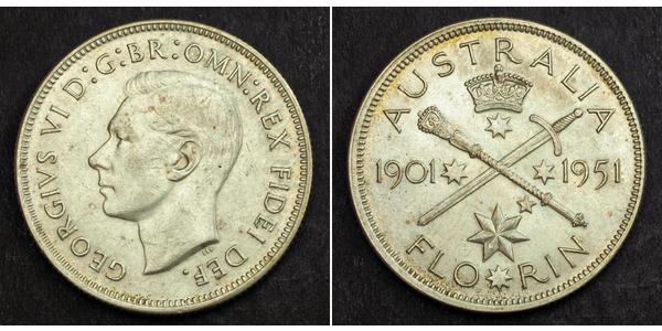 1 Florin Australia (1939 - ) Argento Giorgio VI (1895-1952)