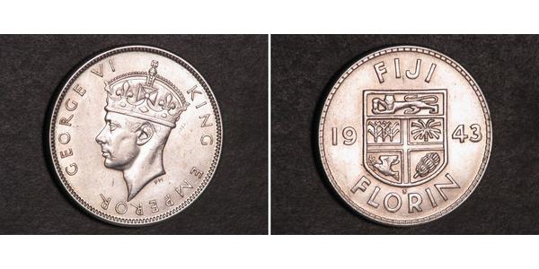 1 Florin Figi Argento Giorgio VI (1895-1952)