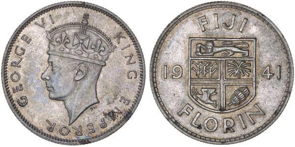 1 Florin Figi Argento Giorgio VI (1895-1952)