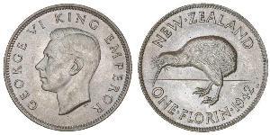 1 Florin Nuova Zelanda Argento Giorgio VI (1895-1952)