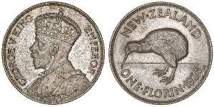 1 Florin Nuova Zelanda Argento Giorgio V (1865-1936)