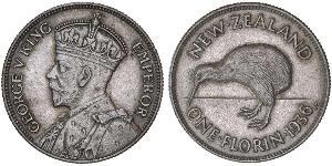 1 Florin Nuova Zelanda Argento Giorgio V (1865-1936)