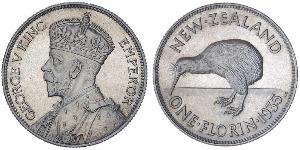 1 Florin Nuova Zelanda Argento Giorgio V (1865-1936)