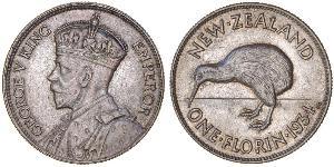 1 Florin Nuova Zelanda Argento Giorgio V (1865-1936)