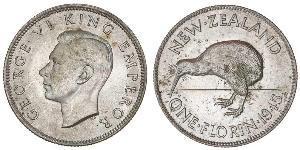 1 Florin Nuova Zelanda Argento Giorgio VI (1895-1952)
