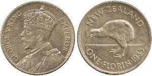 1 Florin Nuova Zelanda Argento Giorgio V (1865-1936)