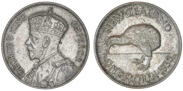 1 Florin Nuova Zelanda Argento Giorgio V (1865-1936)