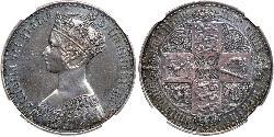 1 Florin Regno Unito di Gran Bretagna e Irlanda (1801-1922) Argento Vittoria (1819 - 1901)