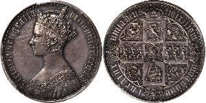 1 Florin Regno Unito di Gran Bretagna e Irlanda (1801-1922) Argento Vittoria (1819 - 1901)