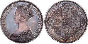 1 Florin Regno Unito di Gran Bretagna e Irlanda (1801-1922) Argento Vittoria (1819 - 1901)