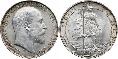 1 Florin Regno Unito di Gran Bretagna e Irlanda (1801-1922) Argento Edoardo VII (1841-1910)