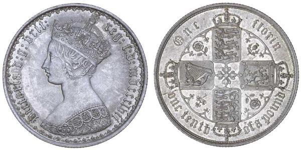 1 Florin Regno Unito di Gran Bretagna e Irlanda (1801-1922) Argento Vittoria (1819 - 1901)