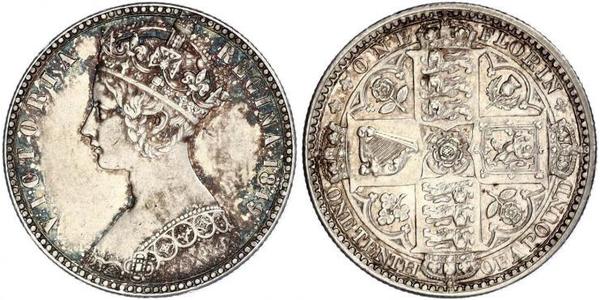 1 Florin Regno Unito di Gran Bretagna e Irlanda (1801-1922) Argento Vittoria (1819 - 1901)