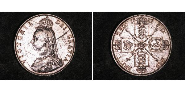 1 Florin Regno Unito di Gran Bretagna e Irlanda (1801-1922) Argento Vittoria (1819 - 1901)