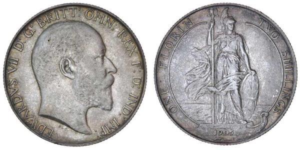 1 Florin Regno Unito di Gran Bretagna e Irlanda (1801-1922) Argento Edoardo VII (1841-1910)
