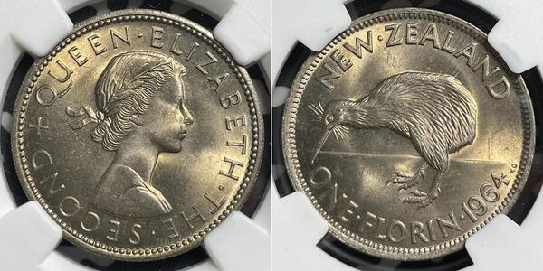 1 Florin Neuseeland Kupfer/Nickel Elizabeth II (1926-2022)
