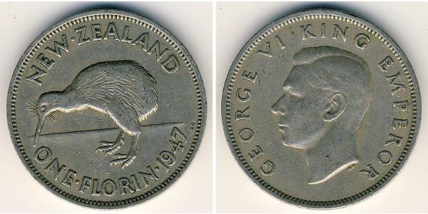 1 Florin Neuseeland Kupfer/Nickel Georg VI (1895-1952)