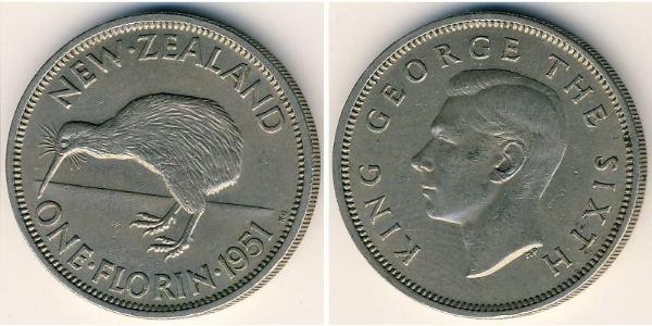 1 Florin Nueva Zelanda Níquel/Cobre Jorge VI (1895-1952)