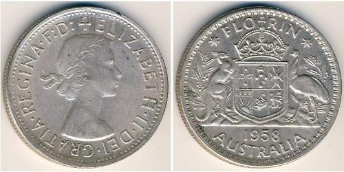 1 Florin Australia (1939 - ) Plata Isabel II (1926-2022)