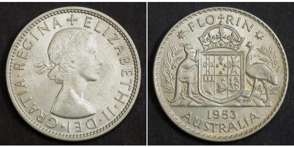 1 Florin Australia (1939 - ) Plata Isabel II (1926-2022)