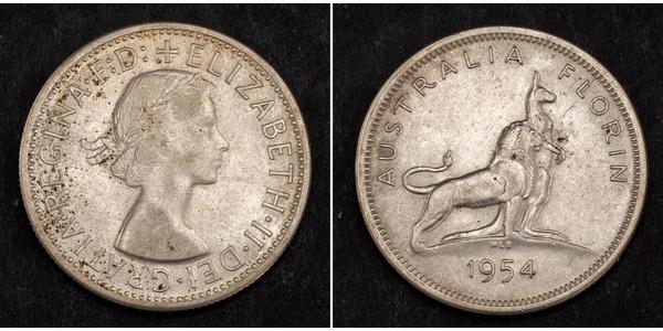 1 Florin Australia (1939 - ) Plata Isabel II (1926-2022)