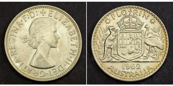 1 Florin Australia (1939 - ) Plata Isabel II (1926-2022)