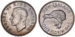 1 Florin Nueva Zelanda Plata Jorge VI (1895-1952)