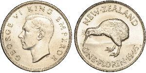 1 Florin Nueva Zelanda Plata Jorge VI (1895-1952)