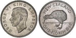 1 Florin Nueva Zelanda Plata Jorge VI (1895-1952)