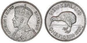 1 Florin Nueva Zelanda Plata Jorge V (1865-1936)