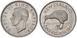 1 Florin Nueva Zelanda Plata Jorge VI (1895-1952)