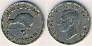 1 Florin Nueva Zelanda Plata Jorge VI (1895-1952)