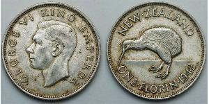 1 Florin Nueva Zelanda Plata Jorge VI (1895-1952)