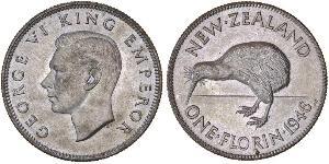 1 Florin Nueva Zelanda Plata Jorge VI (1895-1952)