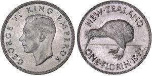 1 Florin Nueva Zelanda Plata Jorge VI (1895-1952)