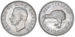 1 Florin Nueva Zelanda Plata Jorge VI (1895-1952)