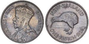 1 Florin Nueva Zelanda Plata Jorge V (1865-1936)