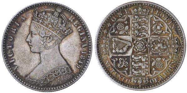 1 Florin Reino Unido de Gran Bretaña e Irlanda (1801-1922) Plata Victoria (1819 - 1901)