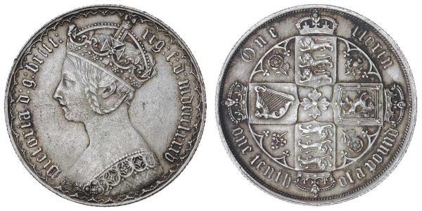 1 Florin Reino Unido de Gran Bretaña e Irlanda (1801-1922) Plata Victoria (1819 - 1901)