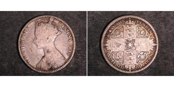 1 Florin Reino Unido de Gran Bretaña e Irlanda (1801-1922) Plata Victoria (1819 - 1901)