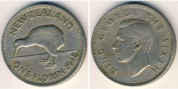 1 Florin Nuova Zelanda Rame/Nichel Giorgio VI (1895-1952)