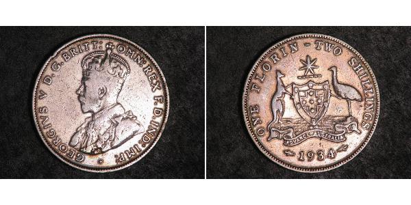 1 Florin Australien (1939 - ) Silber George V (1865-1936)