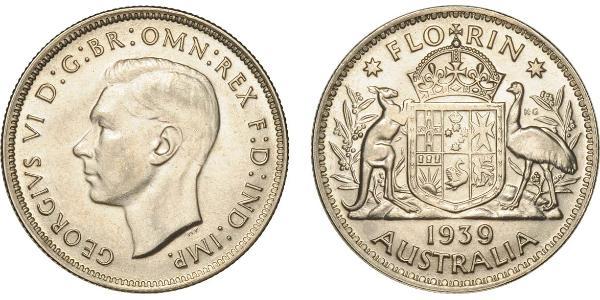 1 Florin Australien (1939 - ) Silber Georg VI (1895-1952)