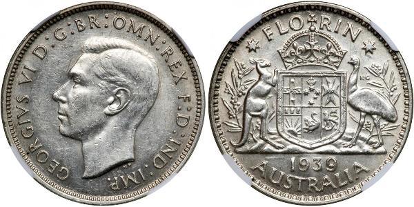 1 Florin Australien (1939 - ) Silber Georg VI (1895-1952)